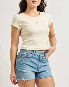 CALVIN KLEIN JEANS A- WOVEN LABEL 2X2 RIB BABY TEE