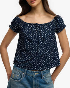 SUPERDRY D3 OVIN SS 1/2 BUTTON WOVEN TOP WOMENS BLOUSE