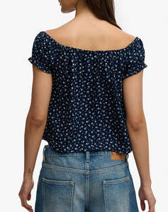 SUPERDRY D3 OVIN SS 1/2 BUTTON WOVEN TOP WOMENS BLOUSE