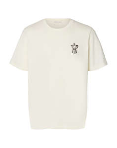 SELECTED SLHASPEN EMB SS O-NECK TEE