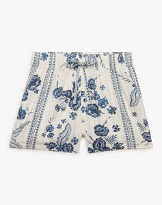 SUPERDRY D4 OVIN COTTON PRINTED BEACH SHORT WOMENS SHORTS