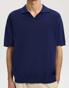 SELECTED SLHTORINO SS KNIT RELAXED OPEN POLO
