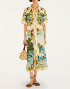 FARM RIO ROYAL SEA MULTICOLOR MIDI DRESS-ROYAL SEA MULTICOLOR