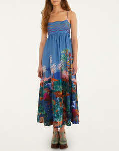 FARM RIO DREAM LANDSCAPE MULTICOLOR SLEEVELESS MAXI DRESS-DREAM LANDSCAPE MULTICOLOR