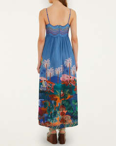 FARM RIO DREAM LANDSCAPE MULTICOLOR SLEEVELESS MAXI DRESS-DREAM LANDSCAPE MULTICOLOR