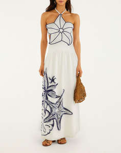FARM RIO COAST STARS OFF-WHITE MAXI DRESS-COAST STARS OFF-WHITE