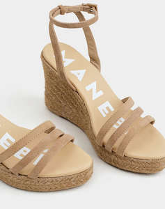 MANEBI W 1.6 WY, THREE BANDS WEDGE ESPADRILLES, VINTAGE TAUPE ON TONE