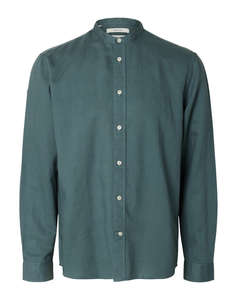 SELECTED SLMREGCLAY LINENBLEND LS SHIRT BAND NOOS