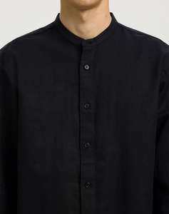 SELECTED SLMREGCLAY LINENBLEND LS SHIRT BAND NOOS