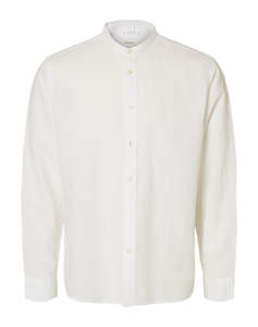 SELECTED SLMREGCLAY LINENBLEND LS SHIRT BAND NOOS