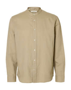 SELECTED SLMREGCLAY LINENBLEND LS SHIRT BAND NOOS