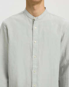 SELECTED SLMREGCLAY LINENBLEND LS SHIRT BAND NOOS
