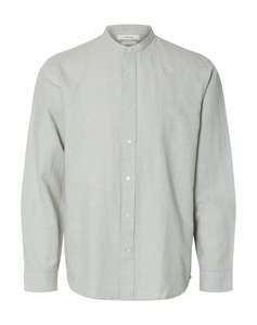 SELECTED SLMREGCLAY LINENBLEND LS SHIRT BAND NOOS