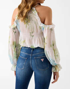 GUESS LS EMILY COLD SHLDR TOP WOMENS SHIRT