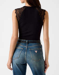 GUESS MILLIE SEAMLESS LACE SWTR TOP WOMENS BLOUSE