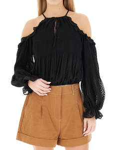 GUESS LS EMILIA COLD SHLDR TOP WOMENS SHIRT