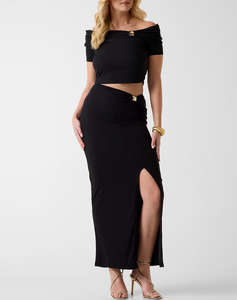 GUESS BRIGITTE OFF SHOULDER TOP WOMENS BLOUSE