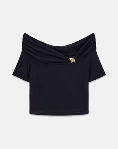 GUESS BRIGITTE OFF SHOULDER TOP WOMENS BLOUSE