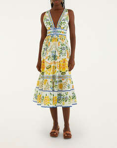 FARM RIO EMILY FLORAL TAPESTRY OFF-WHITE MIDI DRESS-EMILY FLORAL TAPESTRY OFF-WHITE