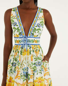 FARM RIO EMILY FLORAL TAPESTRY OFF-WHITE MIDI DRESS-EMILY FLORAL TAPESTRY OFF-WHITE