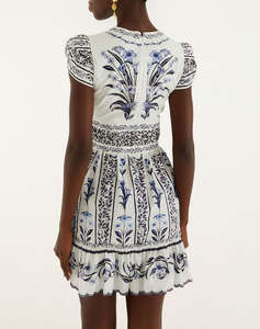 FARM RIO FLOWERS ARCH OFF-WHITE MINI DRESS-FLOWERS ARCH OFF-WHITE