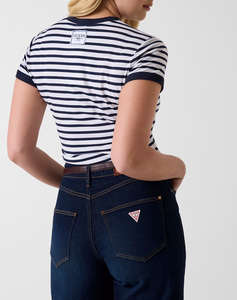 GUESS SS CN STRIPED MINI 4G LOGO TEE ДАМСКА БЛУЗА