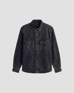ANTONY MORATO MMSL00806FA700173 MIN OF 4 SHIRT LONG SLEEVES DALLAS REGULAR FIT IN WASHED DENIM COTTON WITH LOGO MEETAL PLAQUETTE ΠΟΥΚΑΜΙΣΟ ΑΝΔΡΙΚΟ