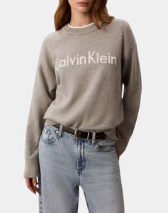 CALVIN KLEIN JEANS CONTRAST LOGO LS SWEATER