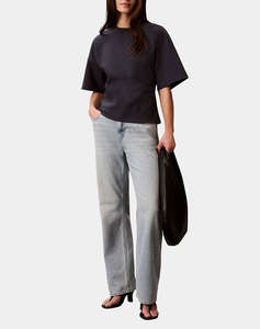 CALVIN KLEIN JEANS SS LOGO NECK DETAIL INTERLOCK TO