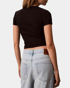CALVIN KLEIN JEANS SS CONTOUR RIB LOGO RINGER TEE