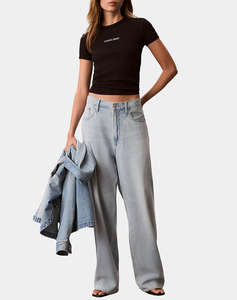 CALVIN KLEIN JEANS SS CONTOUR RIB LOGO RINGER TEE