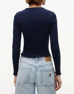TOMMY JEANS TJW SLIM SH LETTUCE EDGE RIB LS