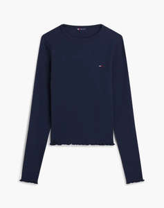 TOMMY JEANS TJW SLIM SH LETTUCE EDGE RIB LS