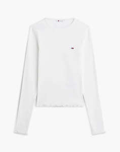 TOMMY JEANS TJW SLIM SH LETTUCE EDGE RIB LS