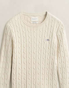 GANT ПУЛОВЕР С ДЪЛЪГ РЪКАВ STRETCH COTTON CABLE C-NECK