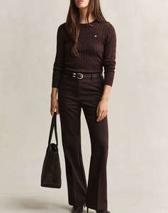 GANT ПУЛОВЕР С ДЪЛЪГ РЪКАВ STRETCH COTTON CABLE C-NECK