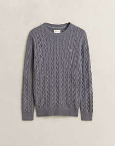 GANT ПУЛОВЕР С ДЪЛЪГ РЪКАВ COTTON CABLE C-NECK