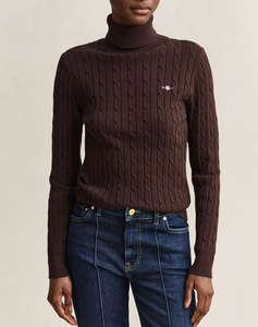 GANT ПУЛОВЕР С ДЪЛЪГ РЪКАВ STRETCH COTTON CABLE TURTLENECK