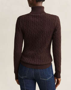 GANT ПУЛОВЕР С ДЪЛЪГ РЪКАВ STRETCH COTTON CABLE TURTLENECK