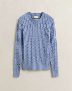 GANT ПУЛОВЕР С ДЪЛЪГ РЪКАВ STRETCH COTTON CABLE C-NECK