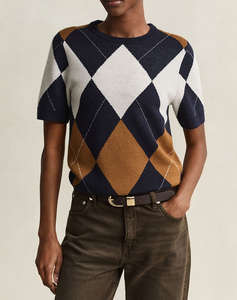 GANT ПУЛОВЕР С КЪС РЪКАВ WOOL ARGYLE C-NECK SS