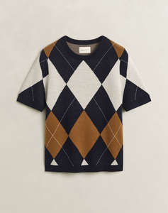 GANT ПУЛОВЕР С КЪС РЪКАВ WOOL ARGYLE C-NECK SS