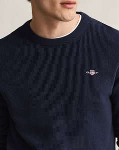 GANT ПУЛОВЕР С ДЪЛЪГ РЪКАВ MICRO TEXTURED COTTON C-NECK