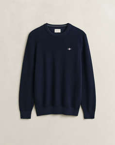 GANT ПУЛОВЕР С ДЪЛЪГ РЪКАВ MICRO TEXTURED COTTON C-NECK