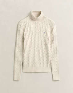 GANT ПУЛОВЕР С ДЪЛЪГ РЪКАВ STRETCH COTTON CABLE TURTLENECK
