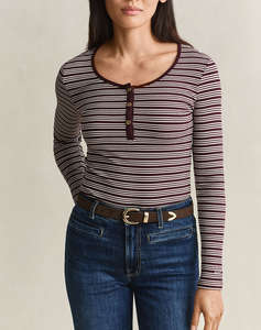 GANT БЛУЗА С ДЪЛЪГ РЪКАВ SLIM RIBBED LS HENLEY TOP