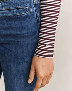 GANT БЛУЗА С ДЪЛЪГ РЪКАВ SLIM RIBBED LS HENLEY TOP