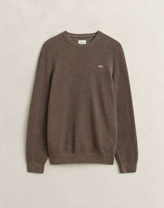 GANT ПУЛОВЕР С ДЪЛЪГ РЪКАВ MICRO TEXTURED COTTON C-NECK