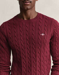 GANT ПУЛОВЕР С ДЪЛЪГ РЪКАВ COTTON CABLE C-NECK
