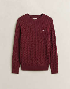 GANT ПУЛОВЕР С ДЪЛЪГ РЪКАВ COTTON CABLE C-NECK